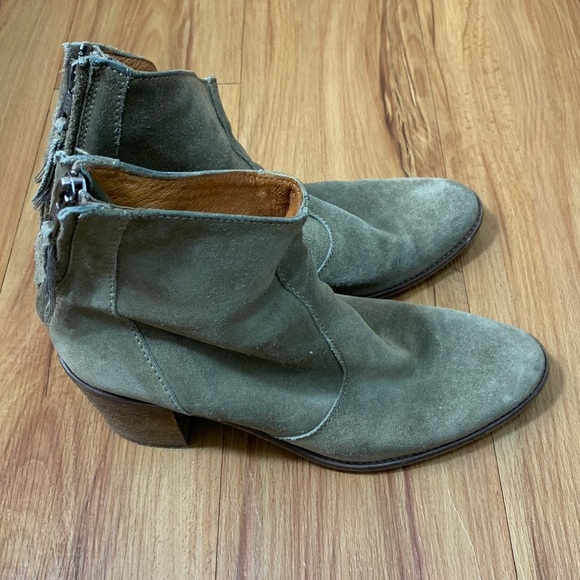 Madewell Suede Western Heeled Ankle Booties - Picture 1 of 9
